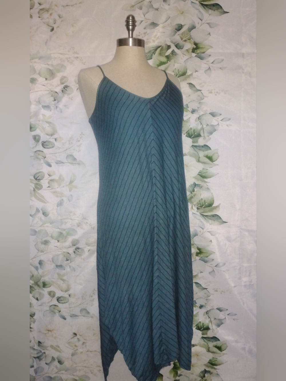 Splendid Teal Blue Striped Slip Dress